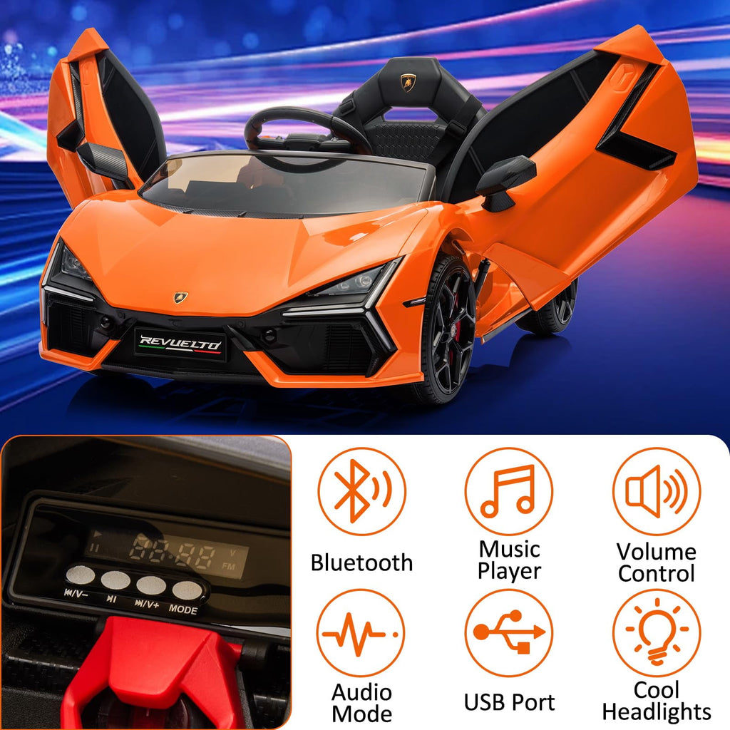 Towallmark 12V Ride On Car for Kids, Licensed Lamborghini Revuelto Electric Vehicle, Battery Powered Sports Car Toy for Boys & Girls,Kids Christmas Gifts