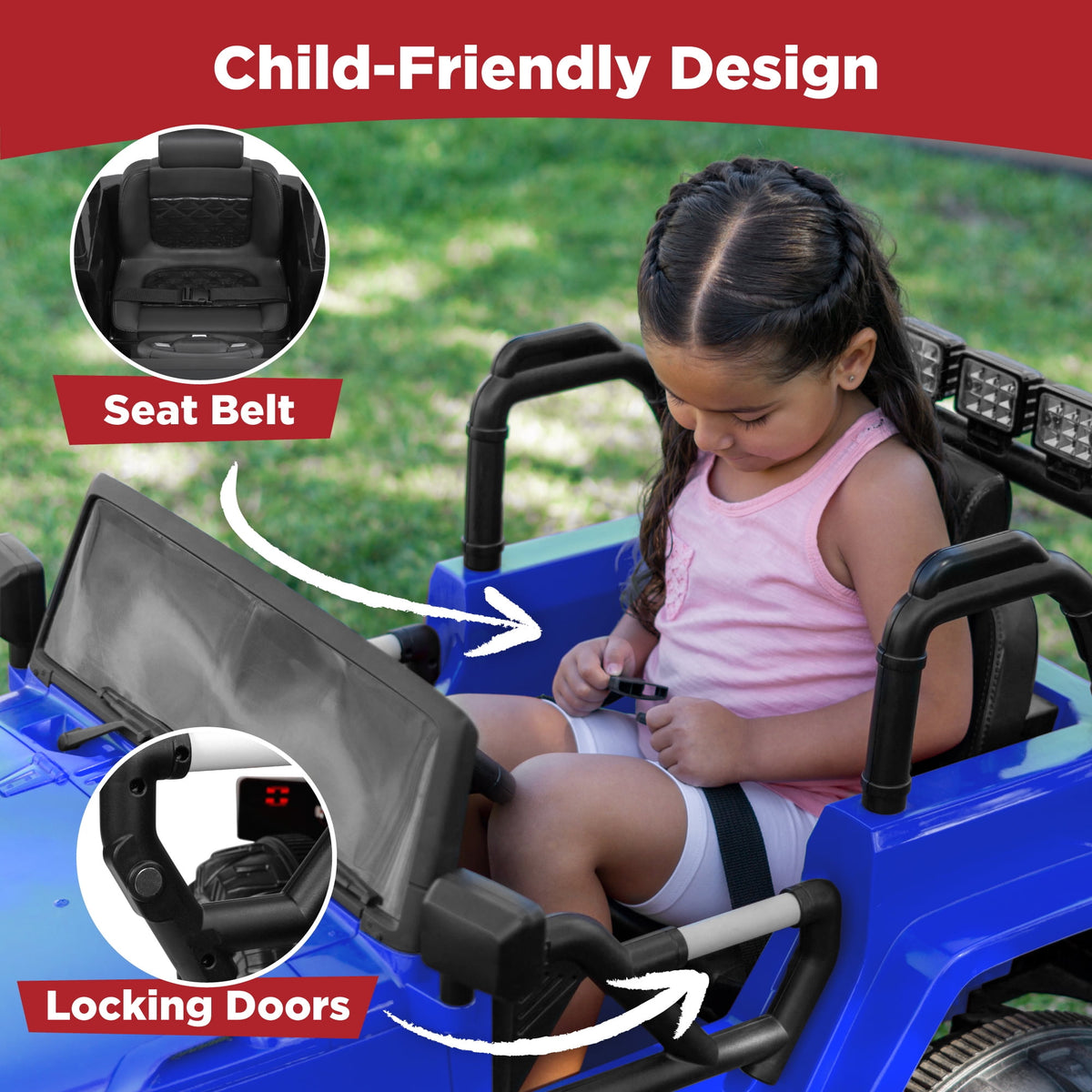 Best Choice Products Kids 24V 2-Seater Electric Ride-On Car Truck w/ Parent Control, Bluetooth, LED Lights - Red