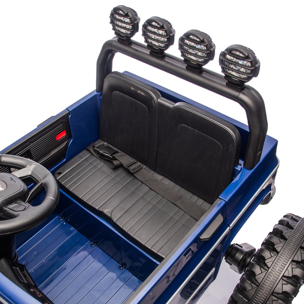 Sunnyfree 4WD Chevrolet Cheyenne 24 Volt Ride on Toys, 2 Seater Power Truck Wheels with Remote, Bluetooth, USB, LED Lights, Blue