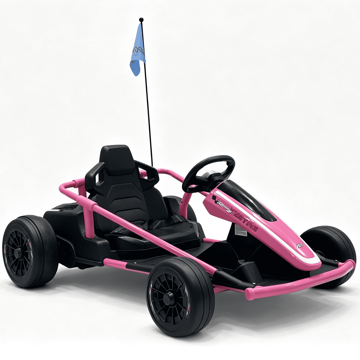Sunnyfree 24 Volt Ride on Toys for Kids, 14Ah Electric Go Kart with Remote Control, 5–10 MPH, Drift Function, 2×200W Motors, Bluetooth Music, LED Lights, Seat Belt, Pink