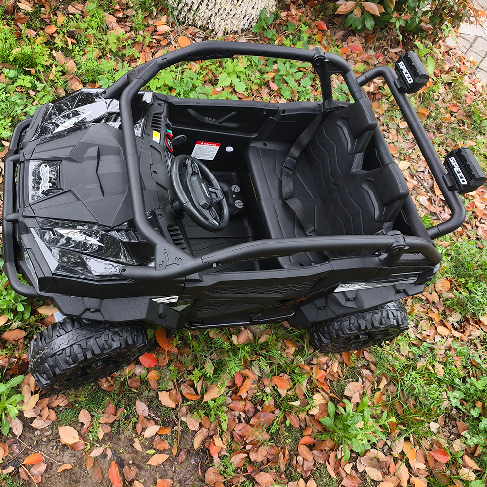 Sunnyfree 24 Volt Ride on Toys for Kids, 4WD 2 Seater Electric UTV Ride on Car with 800W Powerful Motors, Remote Control, Power Car Wheels, Four-Wheel Suspension, Bluetooth Music, LED Lights, Black