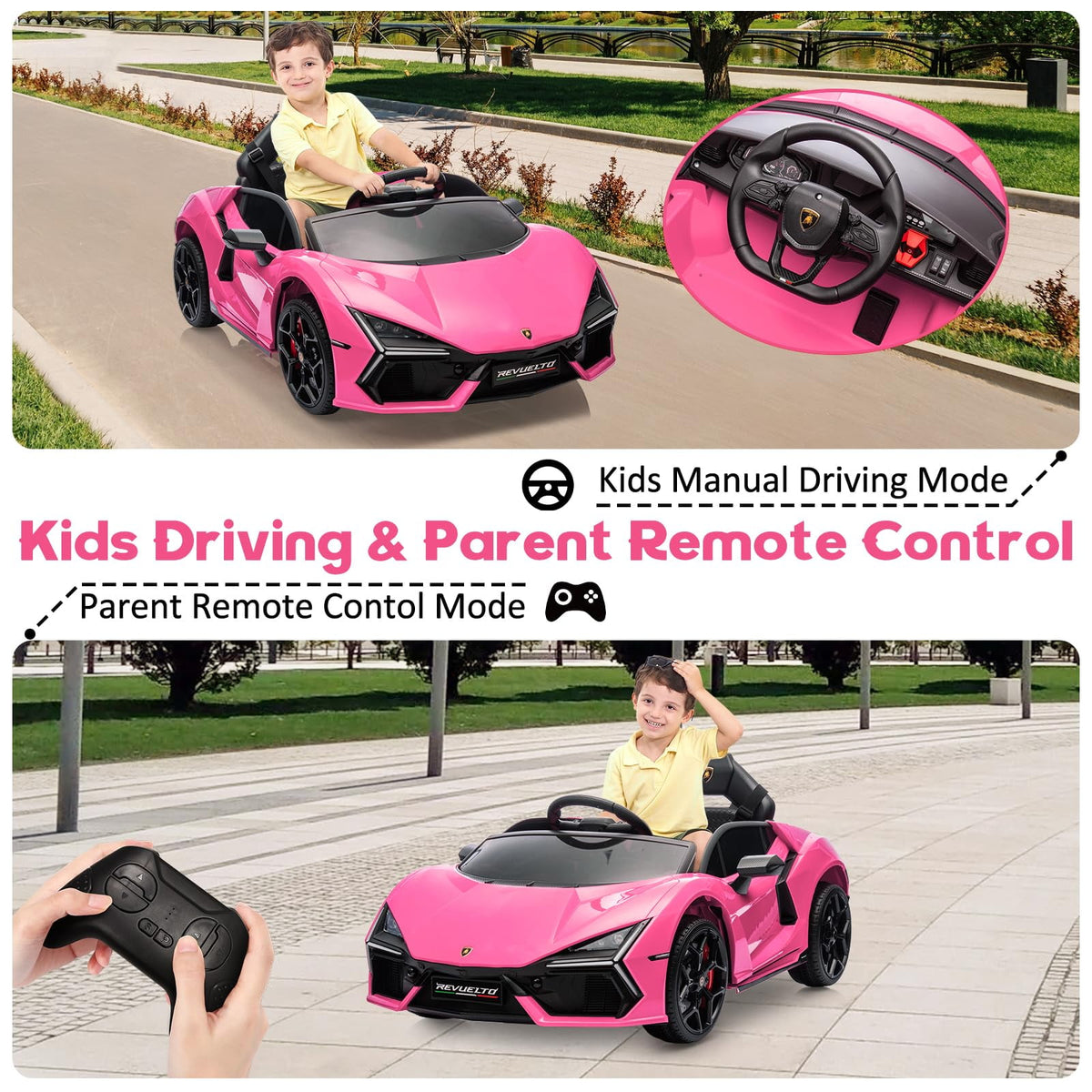 Towallmark 12V Ride On Car for Kids, Licensed Lamborghini Revuelto Electric Vehicle, Battery Powered Sports Car Toy for Boys & Girls,Kids Christmas Gifts