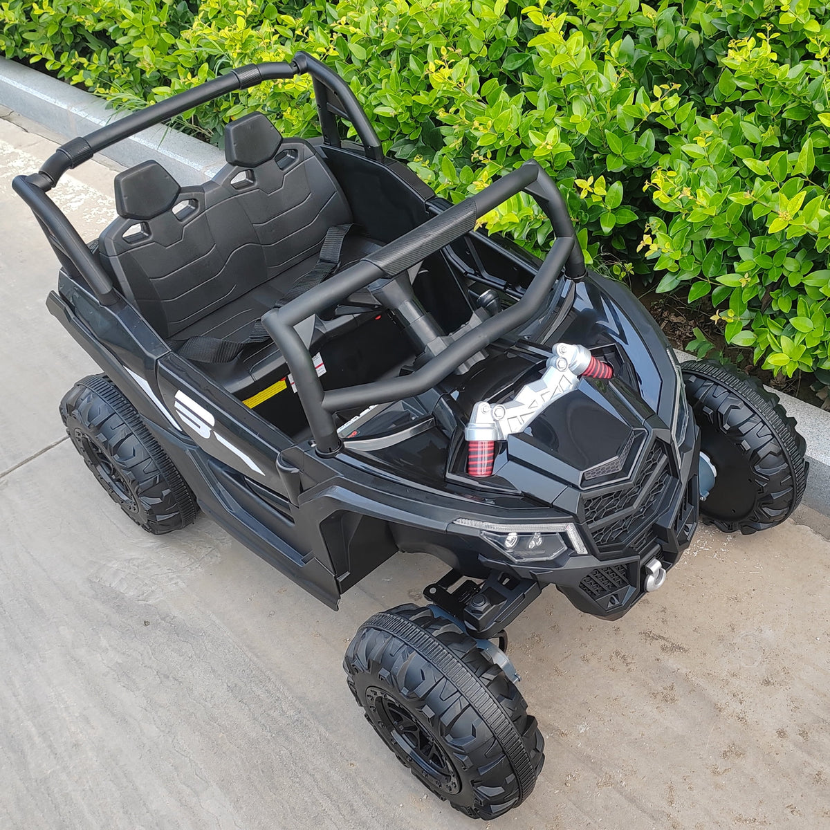 Sunnyfree 24 Volt Ride on Toys, 4WD Electric Car for Kids, Power Car Wheels with Remote Control, Bluetooth, Spring Suspension, LED Light, Pink