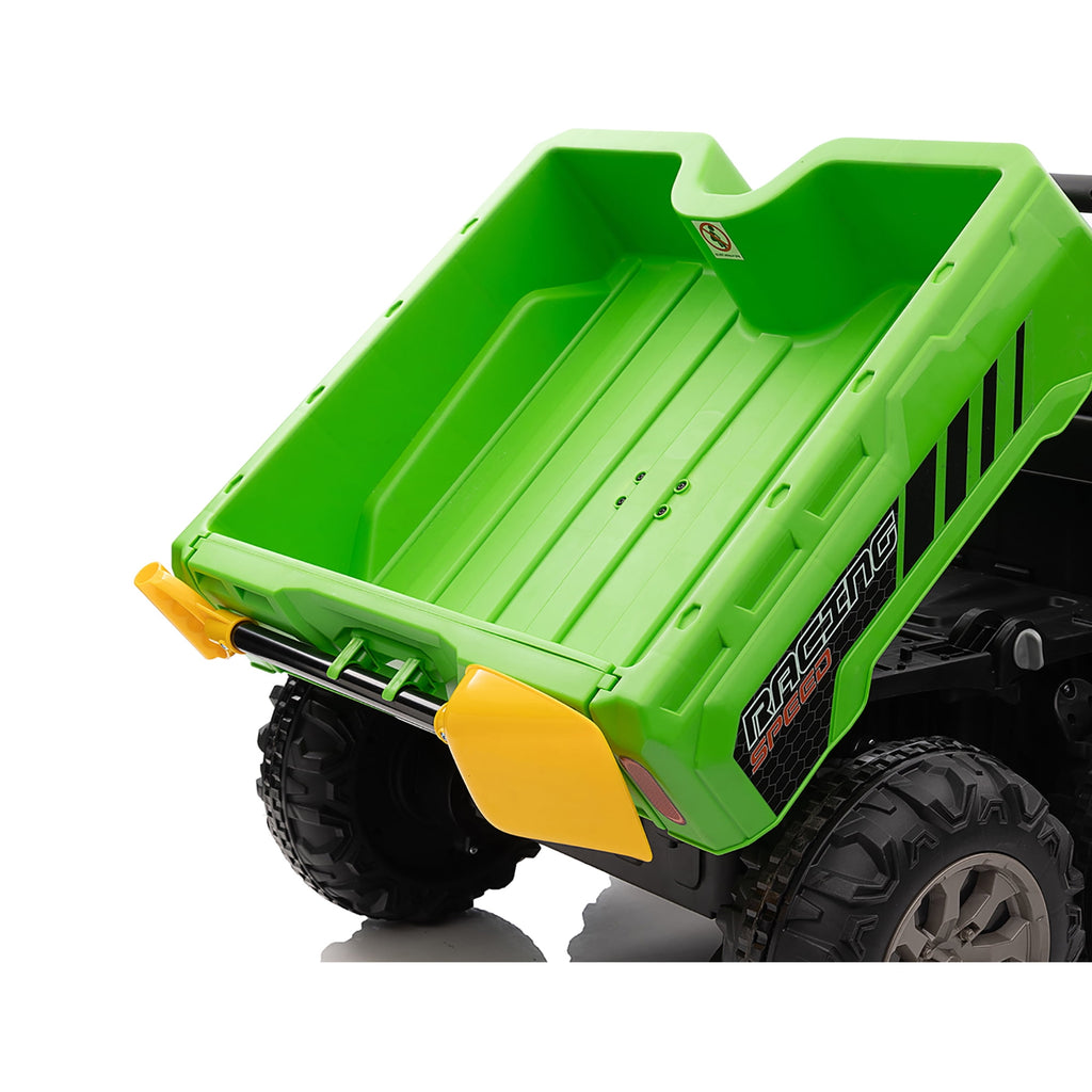 24V Ride on Dump Truck with Remote Control, 4WD Electric Car for Big Kids, 2 Seater 4*200W Motor Ride on Toy, Shovel, Music, Kids Gift, Black