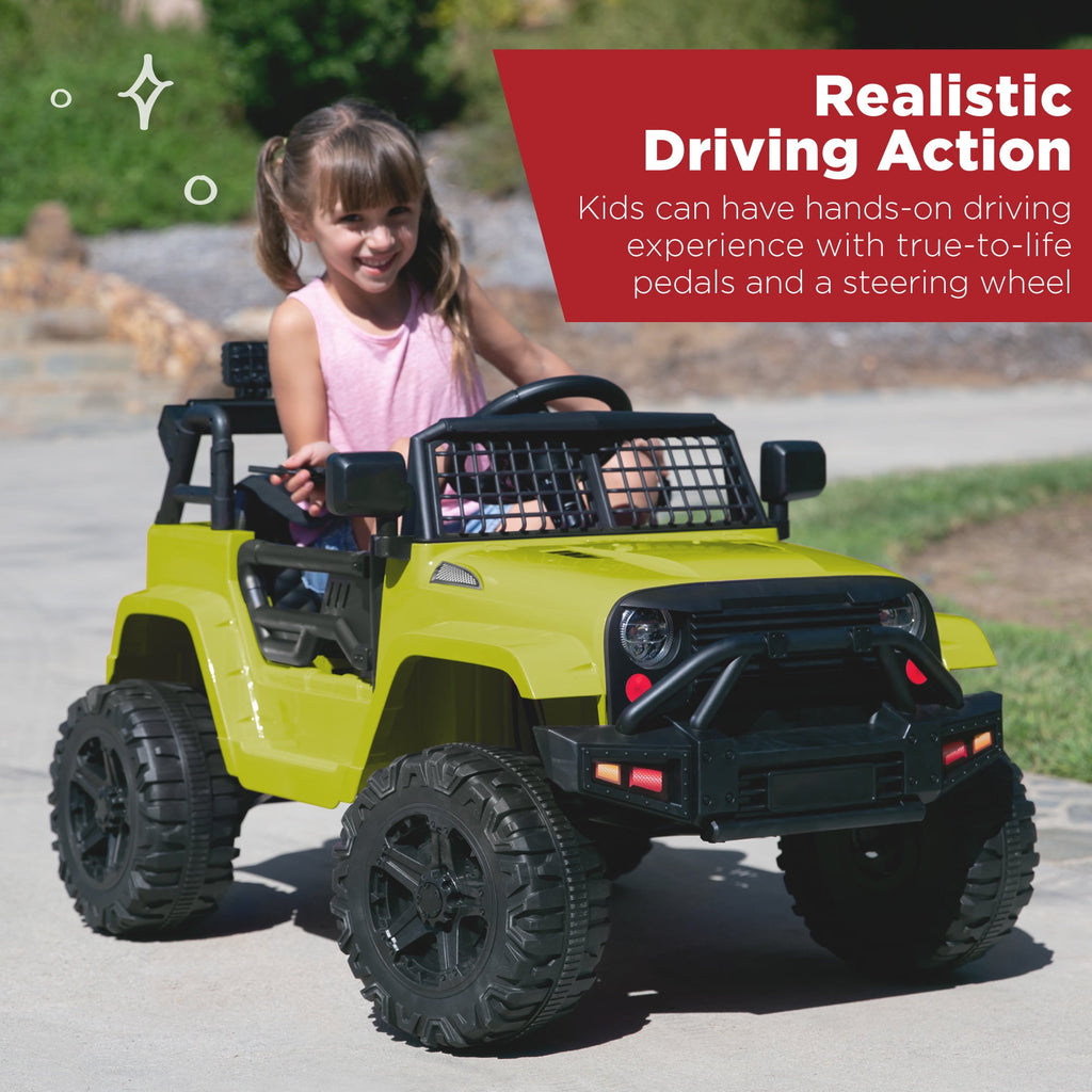 Best Choice Products 12V Kids Ride On Truck Car w/ Parent Remote Control, Spring Suspension, LED Lights - Hot Pink
