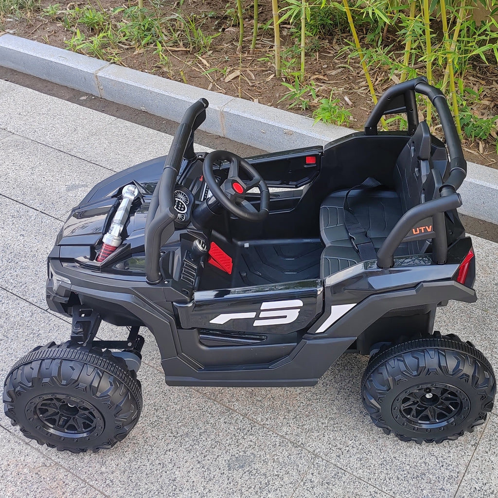 Sunnyfree 24 Volt Ride on Toys, 4WD Electric Car for Kids, Power Car Wheels with Remote Control, Bluetooth, Spring Suspension, LED Light, Pink