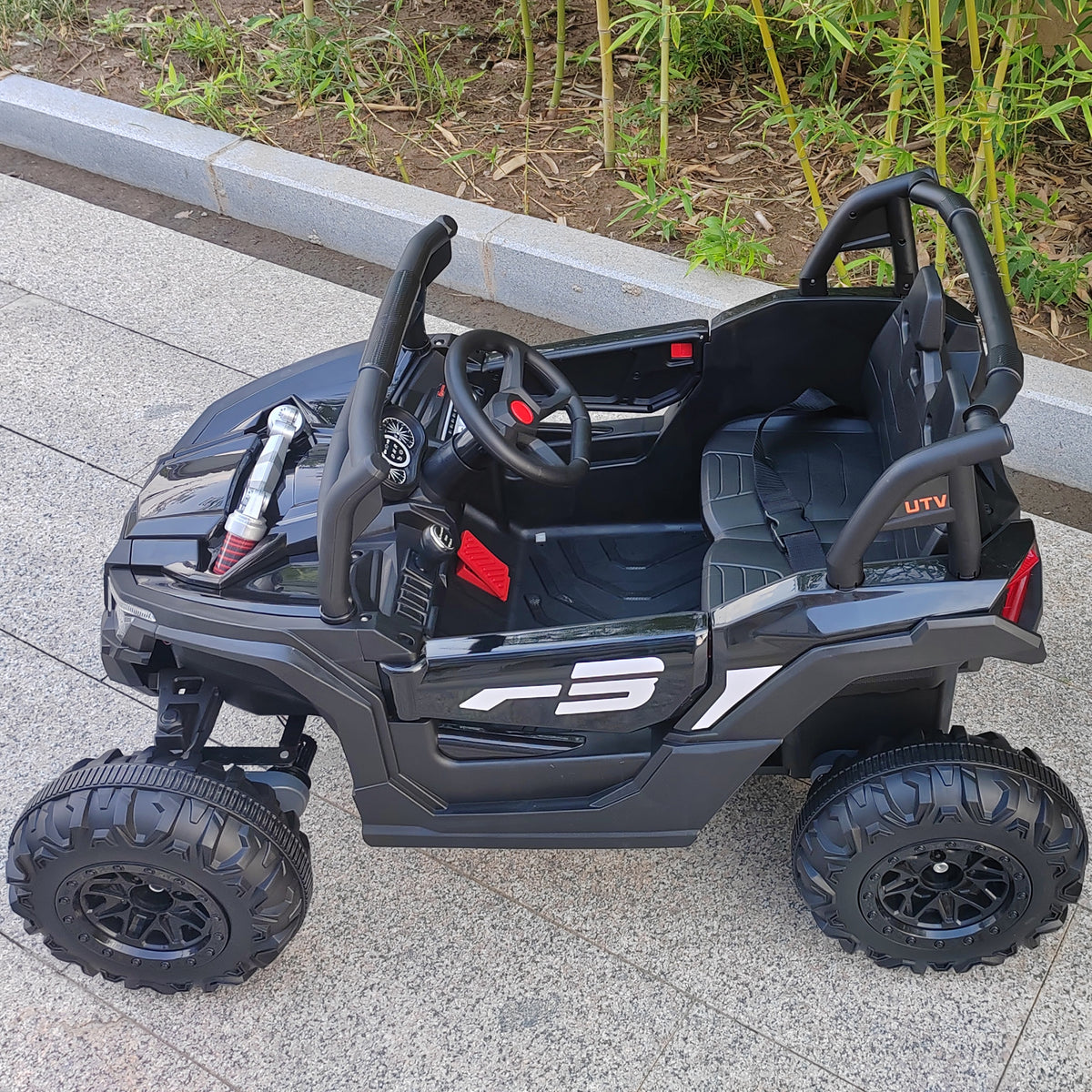 Sunnyfree 24 Volt Ride on Toys, 4WD Electric Car for Kids, Power Car Wheels with Remote Control, Bluetooth, Spring Suspension, LED Light, Pink