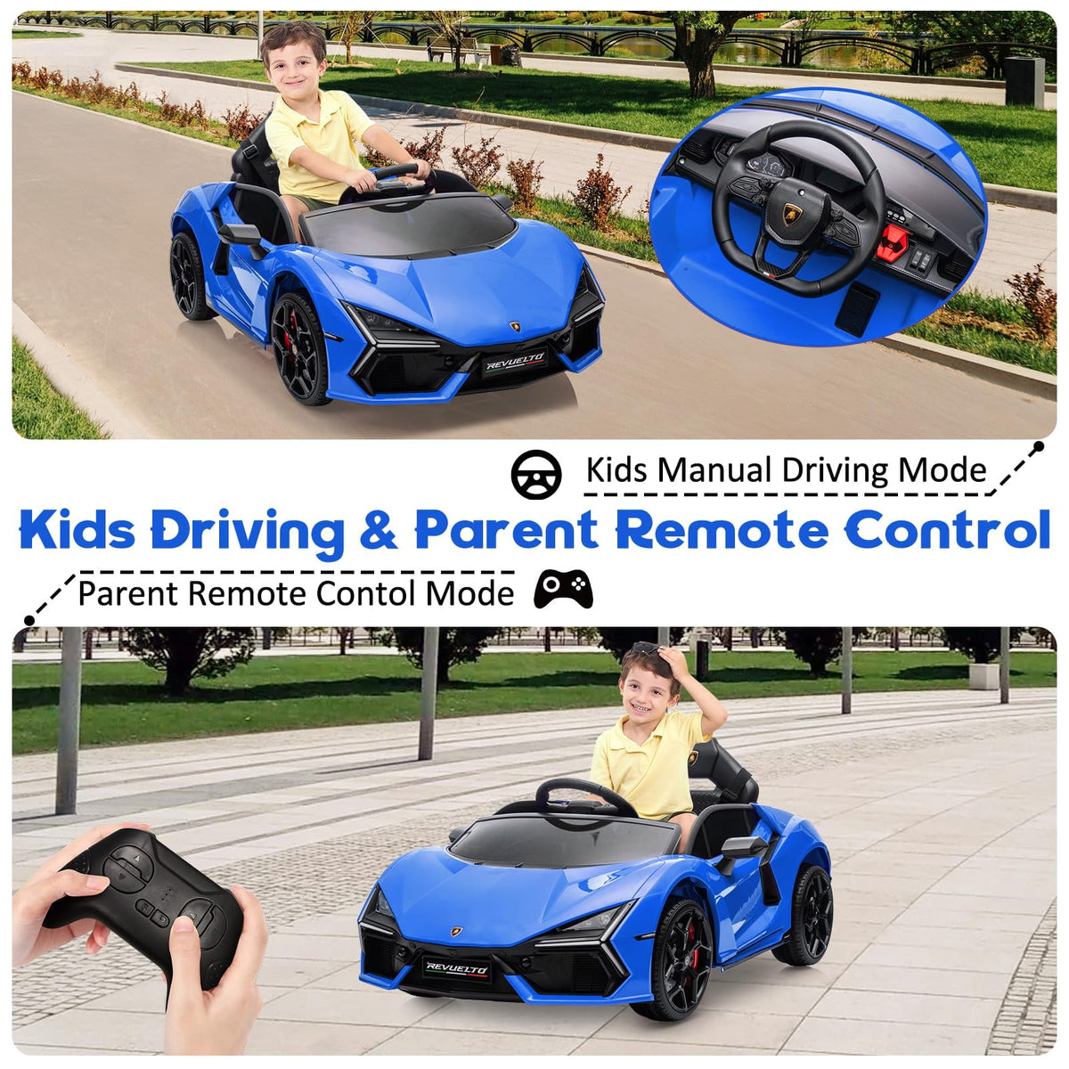 Towallmark 12V Ride On Car for Kids, Licensed Lamborghini Revuelto Electric Vehicle, Battery Powered Sports Car Toy for Boys & Girls,Kids Christmas Gifts