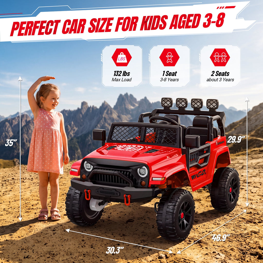 Wisairt 24V Ride on Cars, 4WD 800W Ride on Toys for Big Kids, Power Car Wheel with Remote, Kids Electric Car with 2 Seater, Music, LED Lights, Seat Belt, 3-8 Years Old, Pink