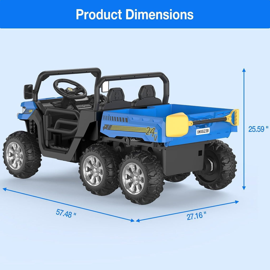 Ride On Dump Truck for Kids Ride On Car with Remote Control Electric UTV Vehicles with Electric Dump Bed, 4WD Power Ride-on 6 Wheels Ride On Toys for Boys Girls