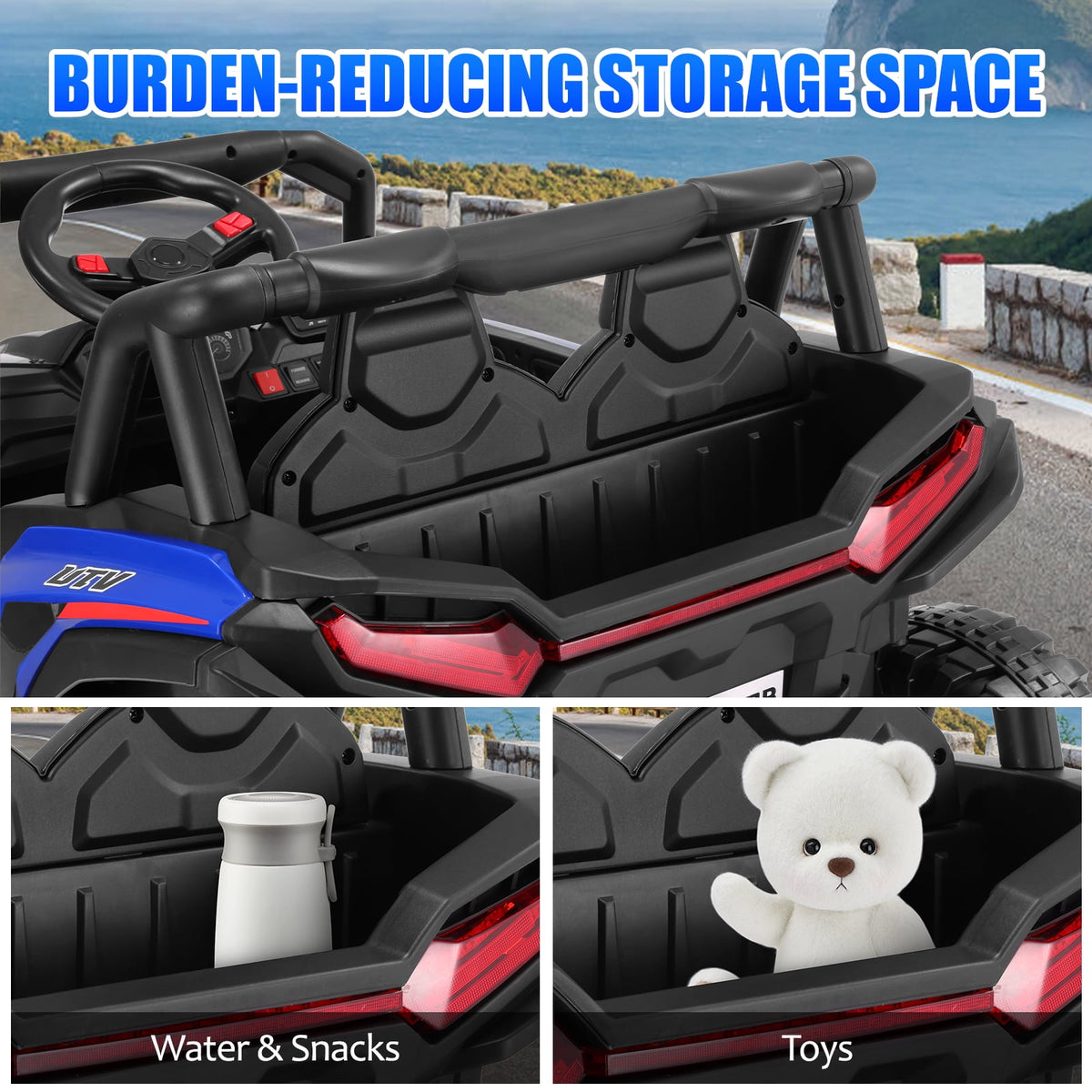 VIBESPARK 24 Volt Ride on Toys, 400W Electric Car for Kids, 2-Seater Ride on Cars w/ Battery Display, Spring Suspension, Bluetooth, LED Lights, Storage Box, Light Switch, Pink