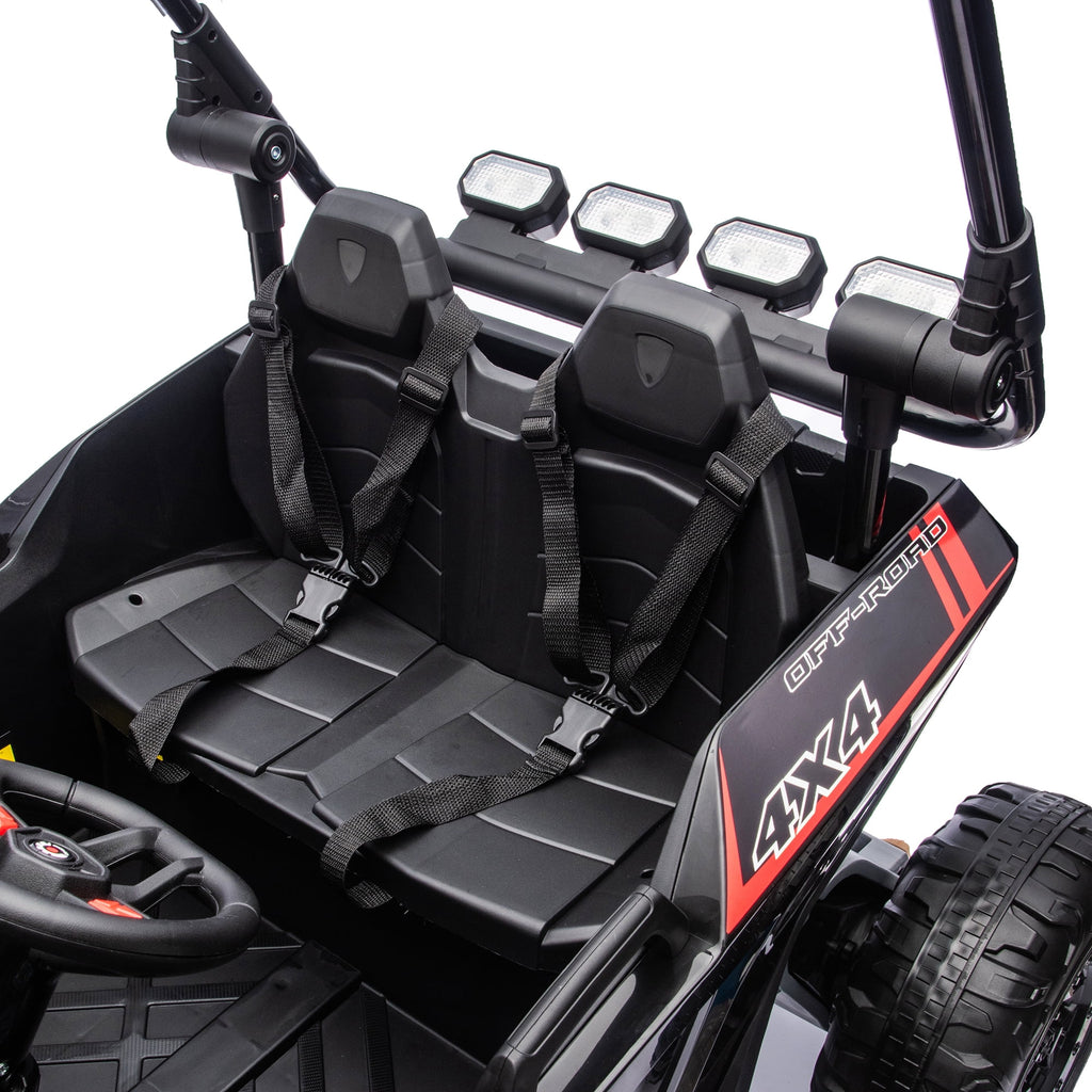 Sunnyfree 24V Ride on Toys 2 Seater UTV for Kids, 4WD 800W Electric Car with Parent Remote Control, LED Lights, Bluetooth Music, Roll Cage, Black