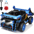 24 Volt Ride on Toys w/ Remote Control, 2*200W Strong Motor, Electric Powered Ride on Dump Truck with Shovel, 3 Speeds, LED Lights, MP3/USB Music, Blue
