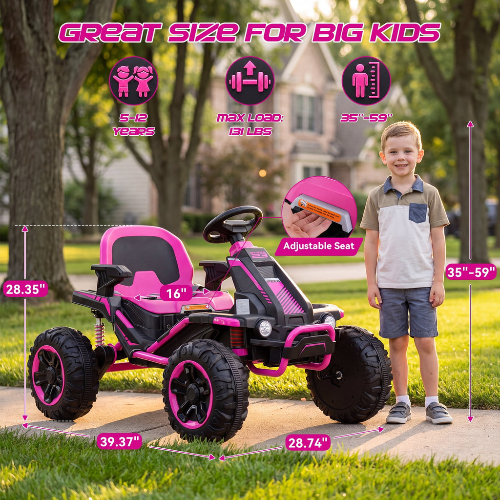 VIBESPARK 36V Ride on Toys for Big Kids Ages 6-12, 600W Ride on Cars up to 5.9 mph, Powerful 4 Wheeler Quad, Ride on ATV W/ Adjustable Seat, Ball-bearing Design, Power Display, Light Control, Green