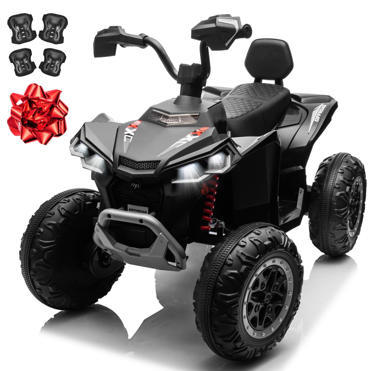 24V 2 Seater 4WD Ride on Toys ATV for Kids 4*200W 4-Wheeler Quad w/ MP3 LED Lights Music, Green