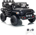24V 2-Seater Electric Ride-On Car with 2.4GHz Remote Control, 20 in Bench Seat, 7Ah Battery, Dual 120W Motors, 4-Wheel Suspension, LED Lights, Music & Horn, USB Port, Bluetooth,Black