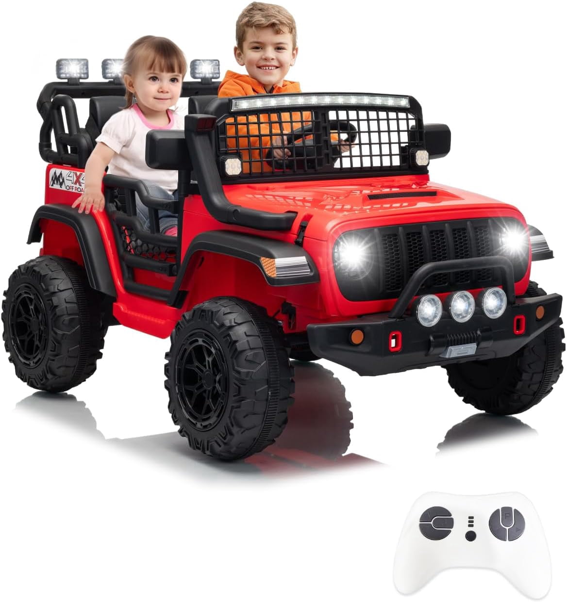 24V 2-Seater Electric Ride-On Car, 2x200W Motors, Parent Remote Control, 4-Wheel Shock Absorbers, 1.8-4 MPH, Bluetooth, LED Lights, 132 Lbs