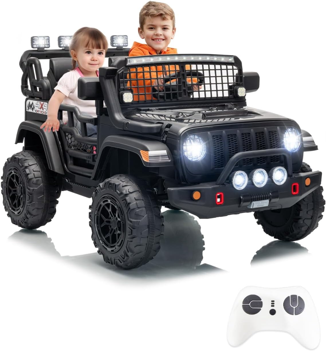 24V 2-Seater Electric Ride-On Car, 2x200W Motors, Parent Remote Control, 4-Wheel Shock Absorbers, 1.8-4 MPH, Bluetooth, LED Lights, 132 Lbs