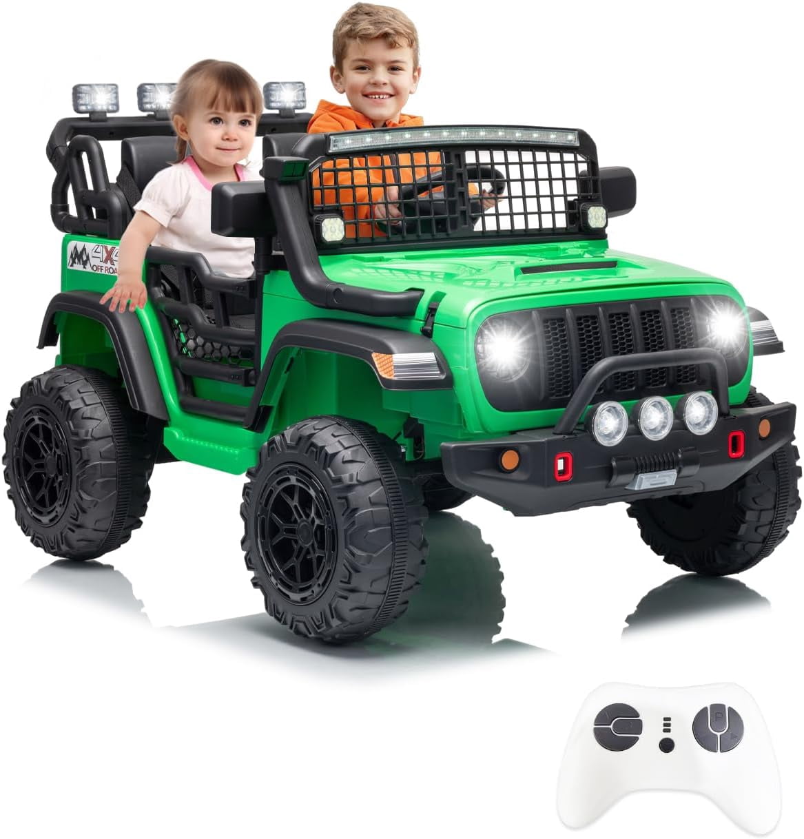 24V 2-Seater Electric Ride-On Car, 2x200W Motors, Parent Remote Control, 4-Wheel Shock Absorbers, 1.8-4 MPH, Bluetooth, LED Lights, 132 Lbs