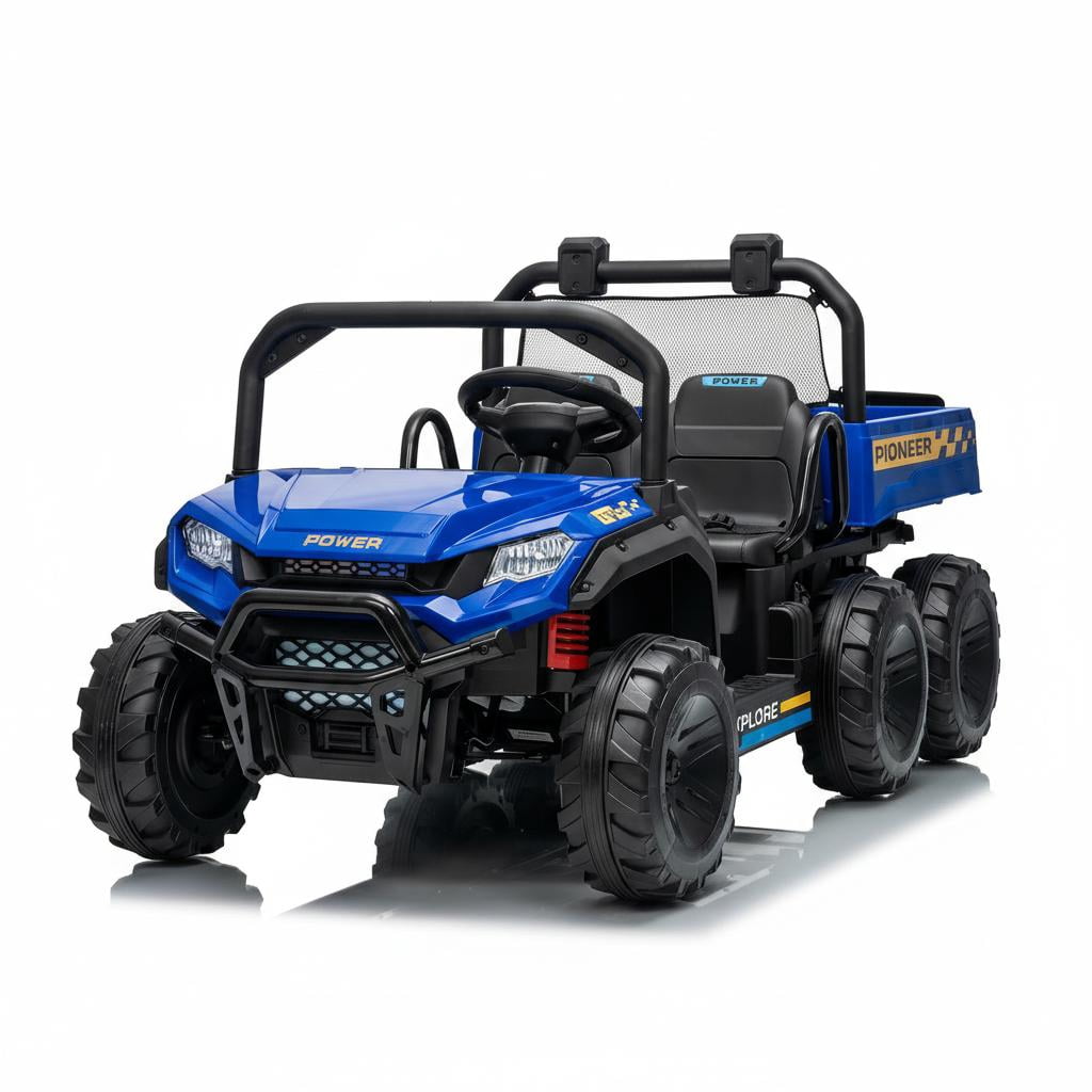 24V 4WD 2-Seater Kids Electric Ride-On Dump Truck – Remote Control, Working Dump Bed, 3 Speed Modes, Music Player, All-Terrain Off-Road Vehicle Toy for Boys & Girls Ages 3-8, Green