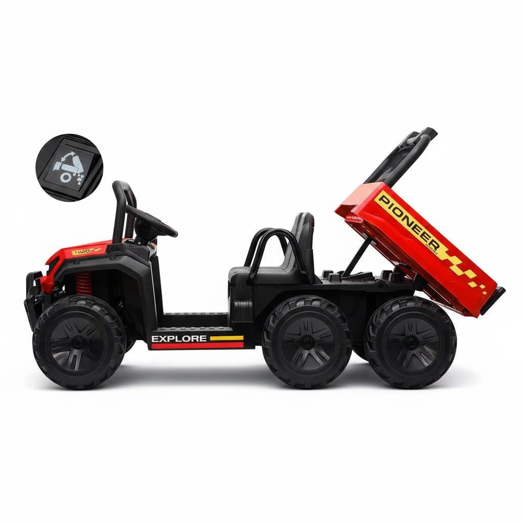 24V 4WD 2-Seater Kids Electric Ride-On Dump Truck – Remote Control, Working Dump Bed, 3 Speed Modes, Music Player, All-Terrain Off-Road Vehicle Toy for Boys & Girls Ages 3-8, Green