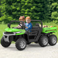 24V 4WD Electric Ride-On Dump Truck for , 2-Seater UTV with Remote Control, Bluetooth Music, Seatbelts, LED Lights, Mobile Phone Connectivity, Double Seat 6 Wheel Truck for Ages 3-8,Green