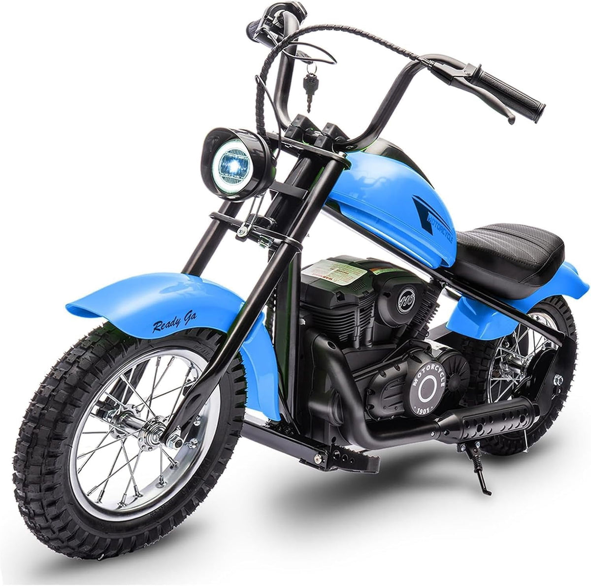 24V Electric Dirt Bike, 300W Chain-Driven Motor, Up to 15 MPH, 2-Speed, 10-Mile Range, 12" Air-Filled Rubber Tires, Leather Seat, Hand Brake, LED Lights, 150 Lbs