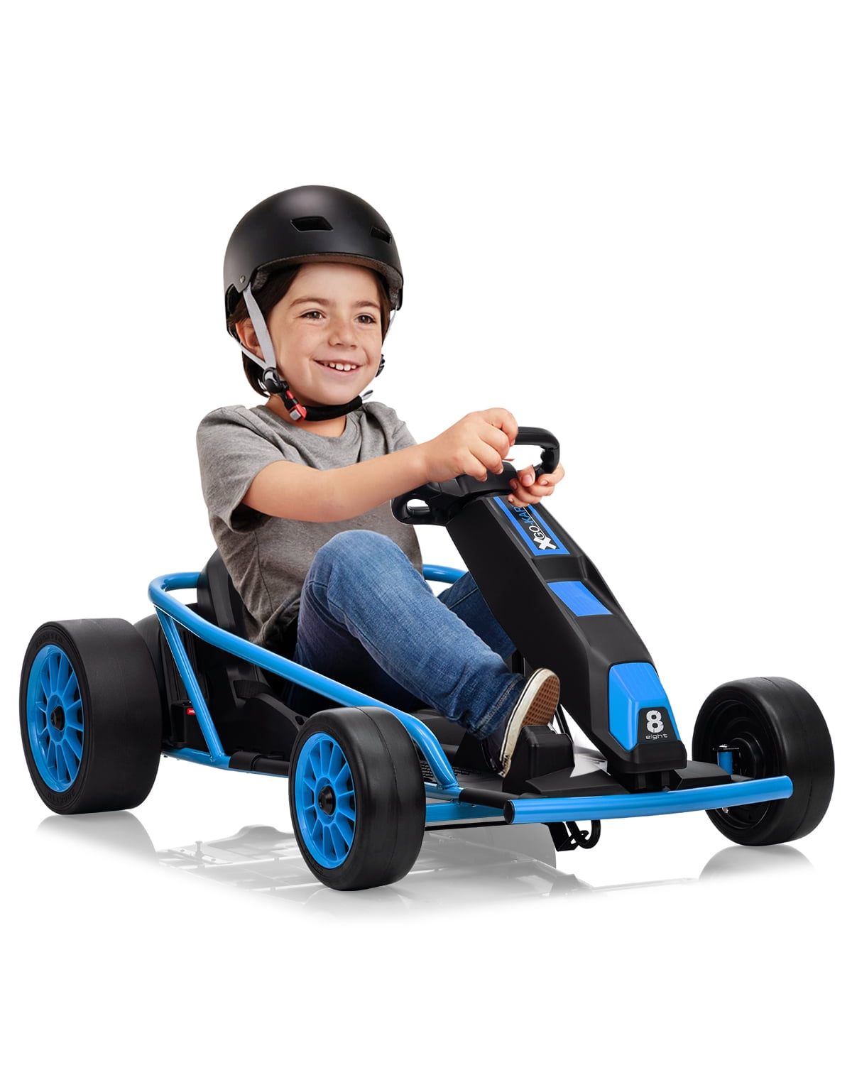 24V Electric Go Kart for Kids 8-12 - Dual 300W Motors, 9Ah Battery, 8MPH High-Speed Drifting, Slow Start, Full Metal Frame, Music, Horn, Power Display, Max Load 155Lbs, Ride-On Toy - Brown