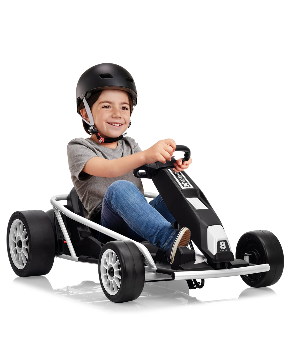 24V Electric Go Kart for Kids 8-12 - Dual 300W Motors, 9Ah Battery, 8MPH High-Speed Drifting, Slow Start, Full Metal Frame, Music, Horn, Power Display, Max Load 155Lbs, Ride-On Toy - Brown