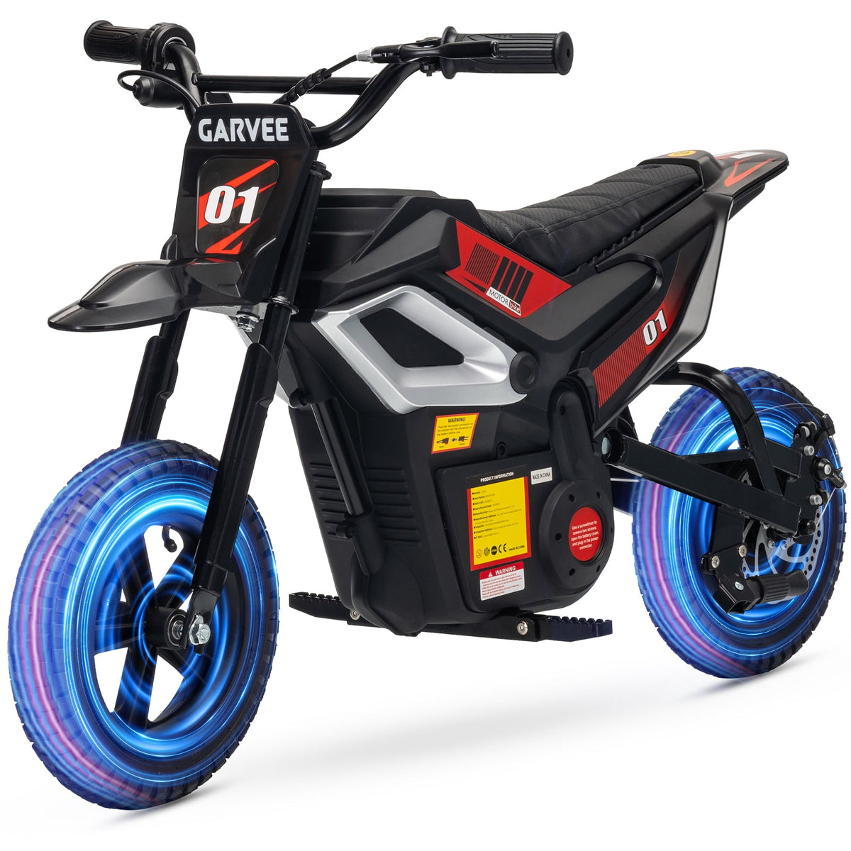 24V Kids Electric Dirt Bike, 350W Battery Powered Motorcycle with 12 Inch Fat Tires Rear Suspension Twist Throttle for Teens