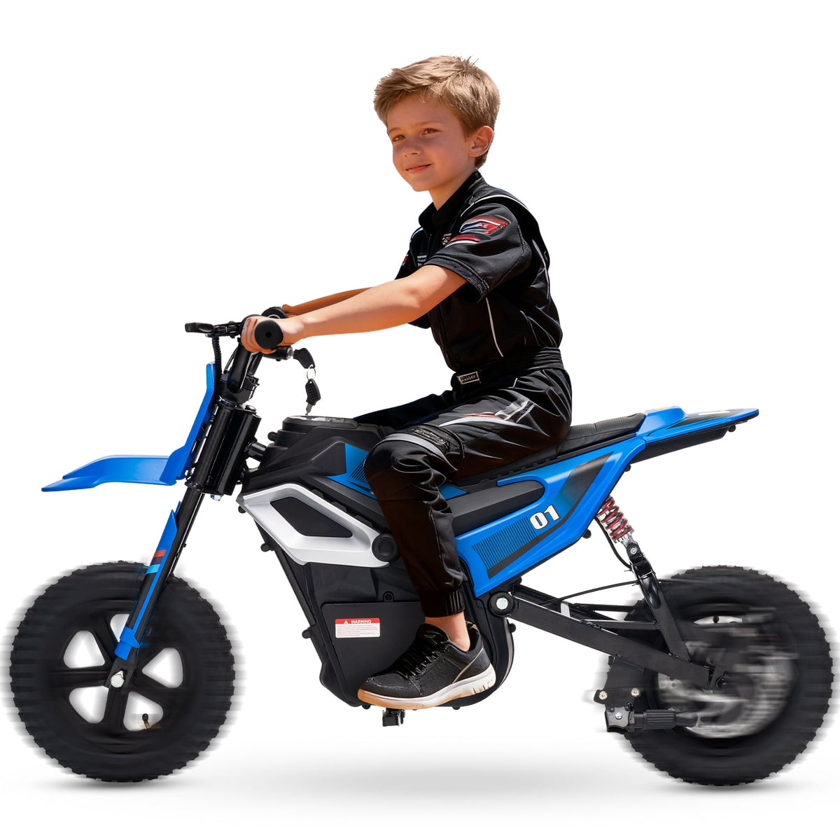 24V Kids Electric Dirt Bike, 350W Battery Powered Motorcycle with 12 Inch Fat Tires Rear Suspension Twist Throttle for Teens