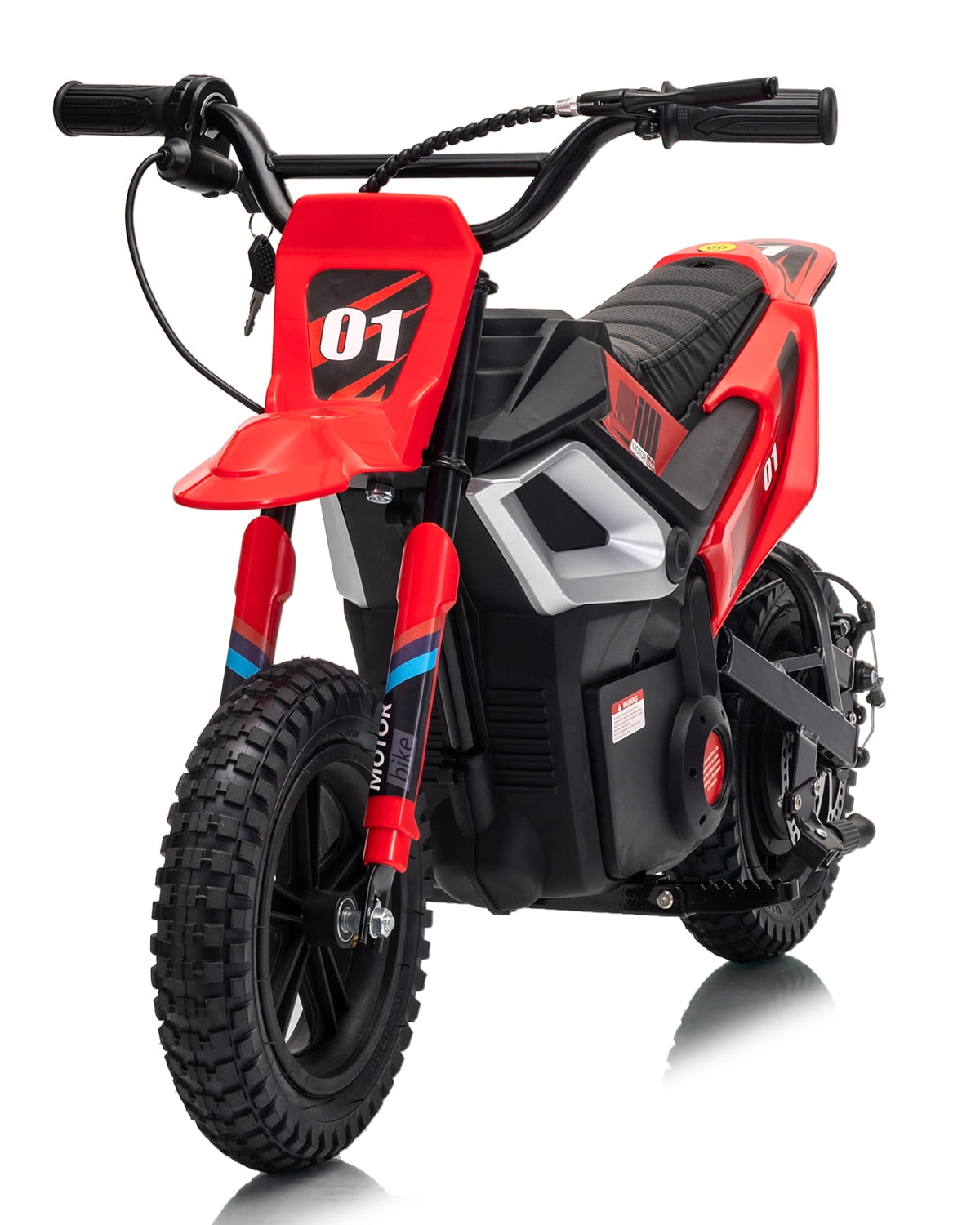 24V Kids Electric Dirt Bike, 350W Battery Powered Motorcycle with 12 Inch Fat Tires Rear Suspension Twist Throttle for Teens