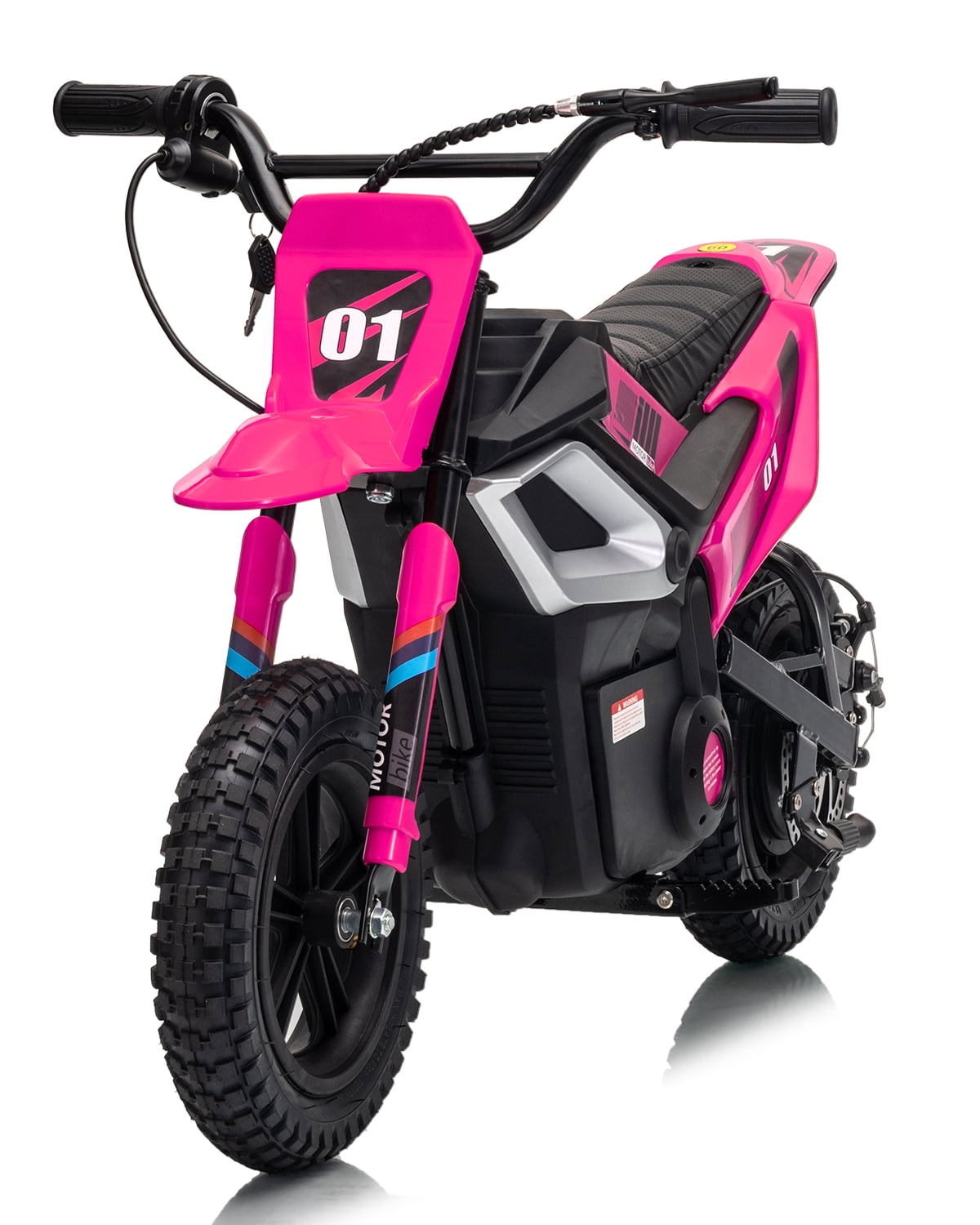 24V Kids Electric Dirt Bike, 350W Battery Powered Motorcycle with 12 Inch Fat Tires Rear Suspension Twist Throttle for Teens