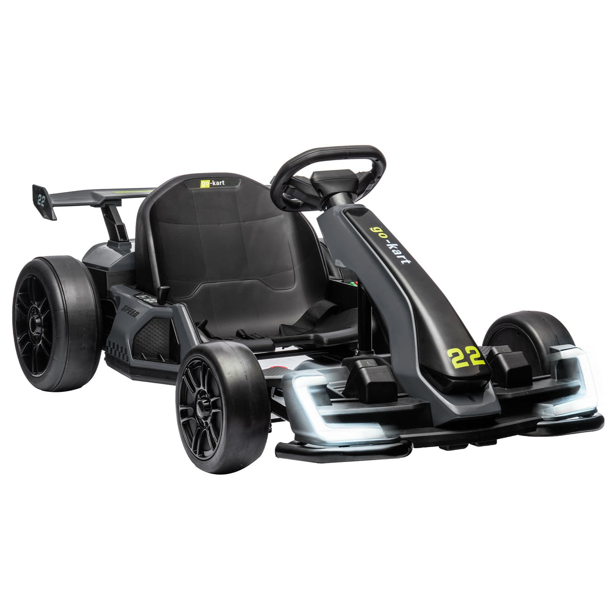 24V Kids Electric Go Kart, 300W Drift Ride-On Car with Dual 150W Motors - Adjustable Seat, 4 Speed Modes, 8.5mph Max, LED Lights, Music & Horn, Safety Belt, Outdoor Racing Toy - Red