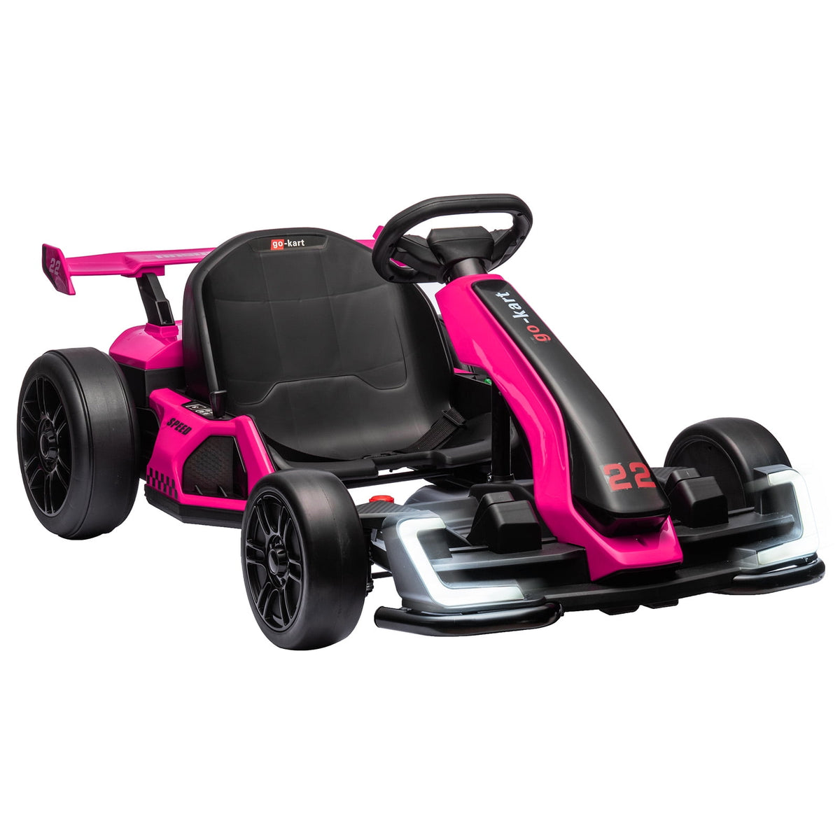 24V Kids Electric Go Kart, 300W Drift Ride-On Car with Dual 150W Motors - Adjustable Seat, 4 Speed Modes, 8.5mph Max, LED Lights, Music & Horn, Safety Belt, Outdoor Racing Toy - Red