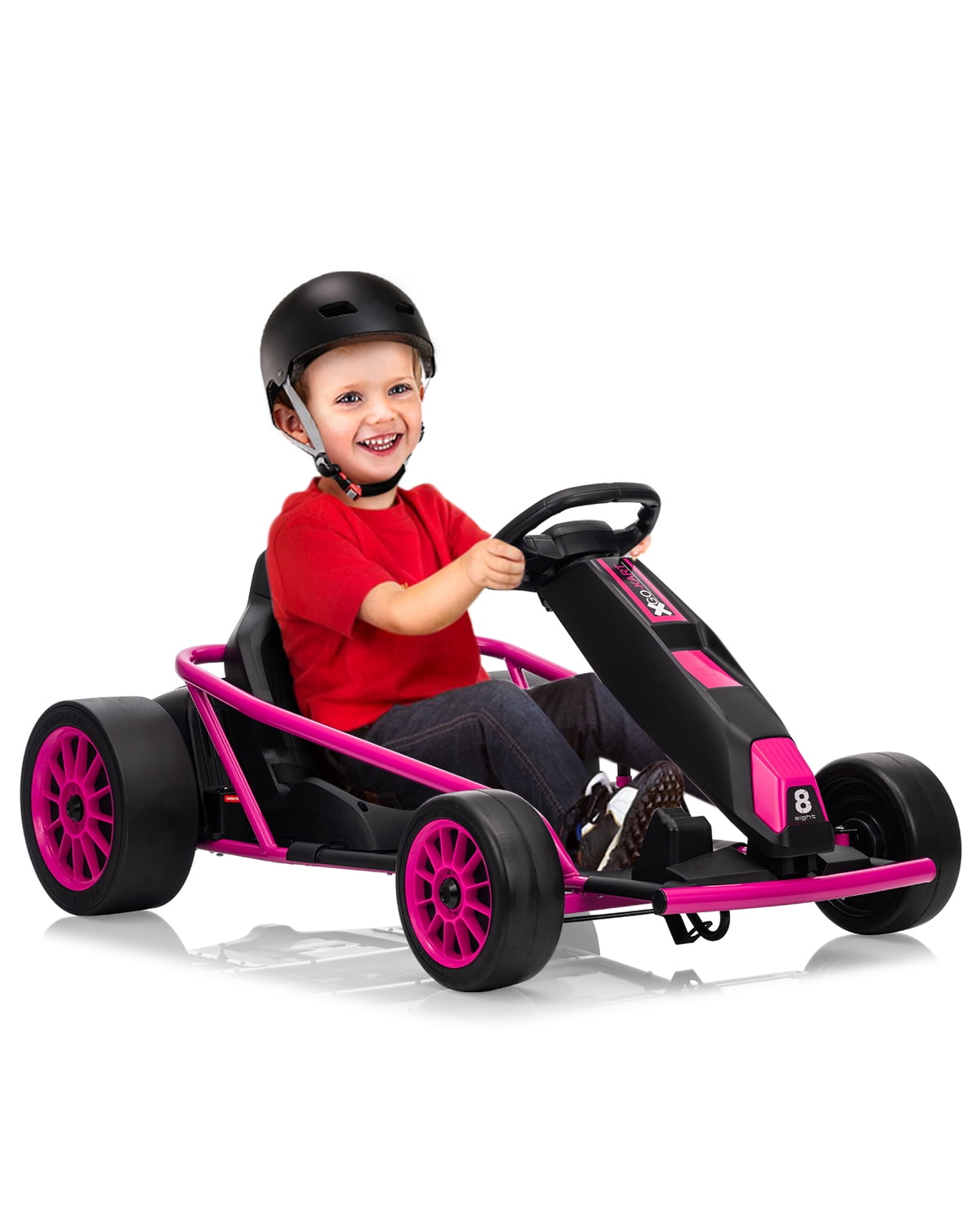 24V Electric Go Kart for Kids 8-12 - Dual 300W Motors, 9Ah Battery, 8MPH High-Speed Drifting, Slow Start, Full Metal Frame, Music, Horn, Power Display, Max Load 155Lbs, Ride-On Toy - Brown
