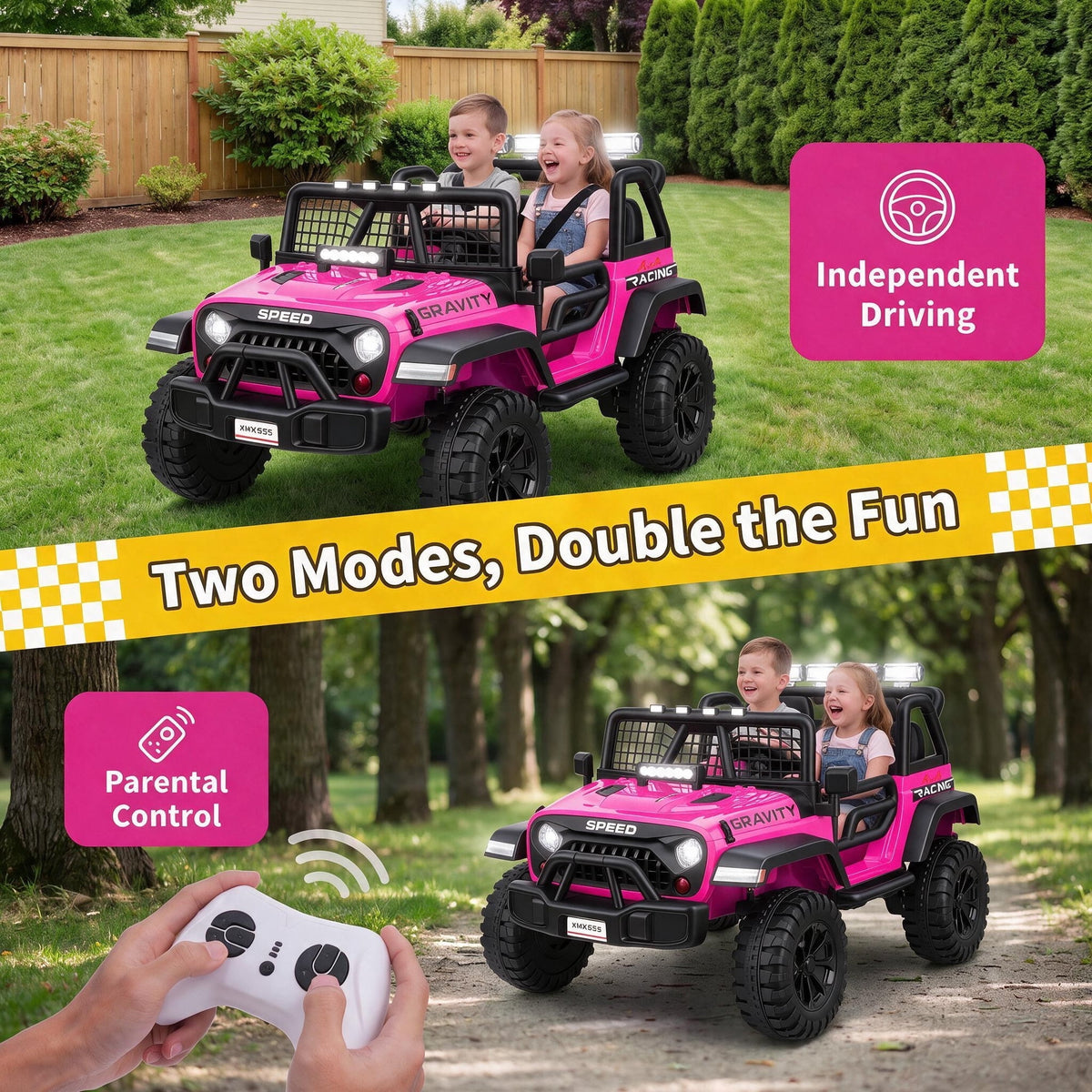 Farmdex 24 Volt 2 Seater Electric Truck Car for Kids, 400W Ride on Cars with Remote Control, Color Led Lights, Bluetooth Music, Spring Suspension,Powered Ride On Toys Gift for Boys & Girls