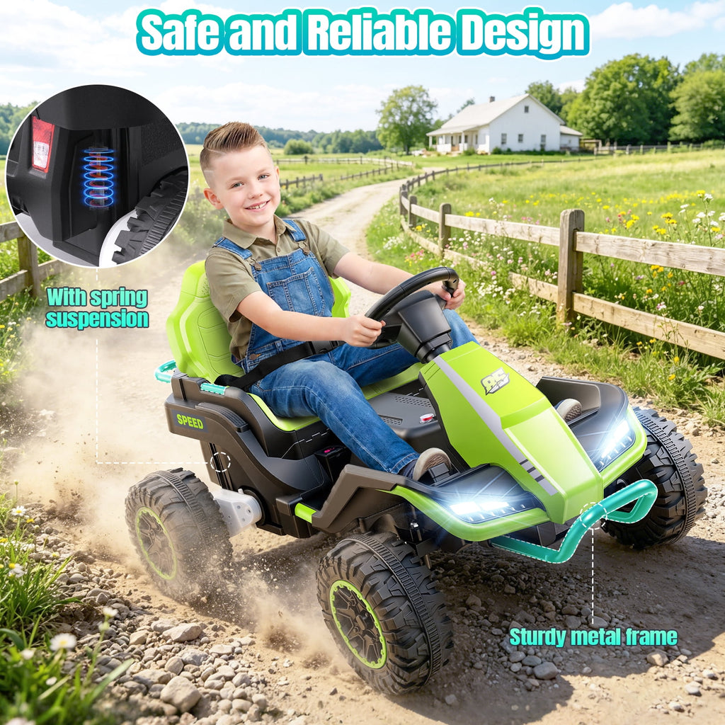 VIBESPARK 24V Ride on Toys with Remote Control, 3 in 1 Ride on Car, Ride on ATV for Kids with Trailer, 6 Wheel Kids Electric Car w/ Bluetooth, MP3, Music, Black