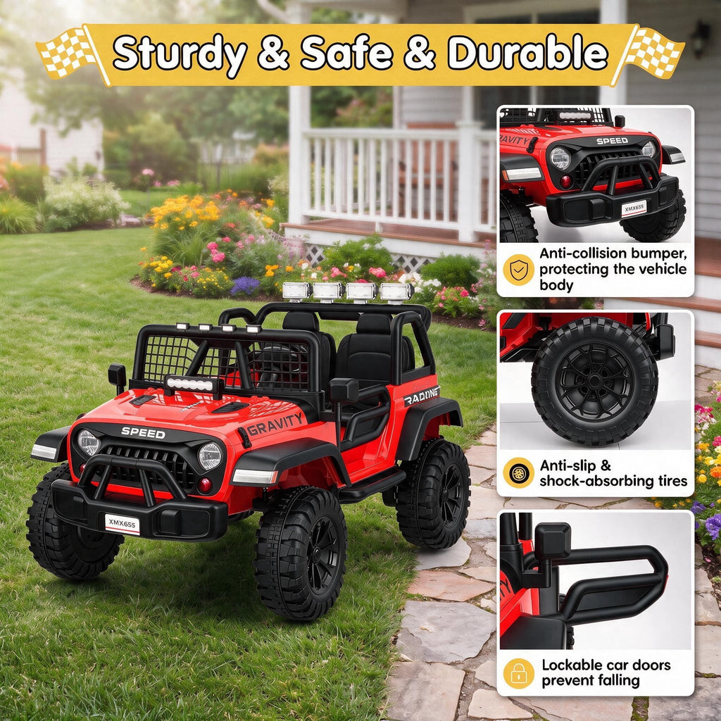 Farmdex 24 Volt 2 Seater Electric Truck Car for Kids, 400W Ride on Cars with Remote Control, Color Led Lights, Bluetooth Music, Spring Suspension,Powered Ride On Toys Gift for Boys & Girls