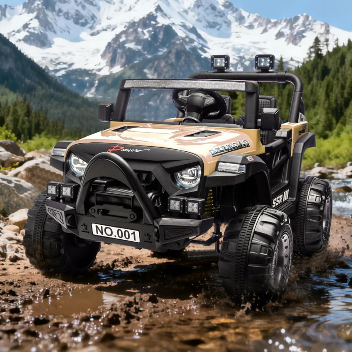12V Electric Ride-On Truck, 4-Wheel Ride-On Car with Parent Remote Control, Dual 35W Motors, Spring Suspension, 3 Speeds, Bluetooth, LED Lights