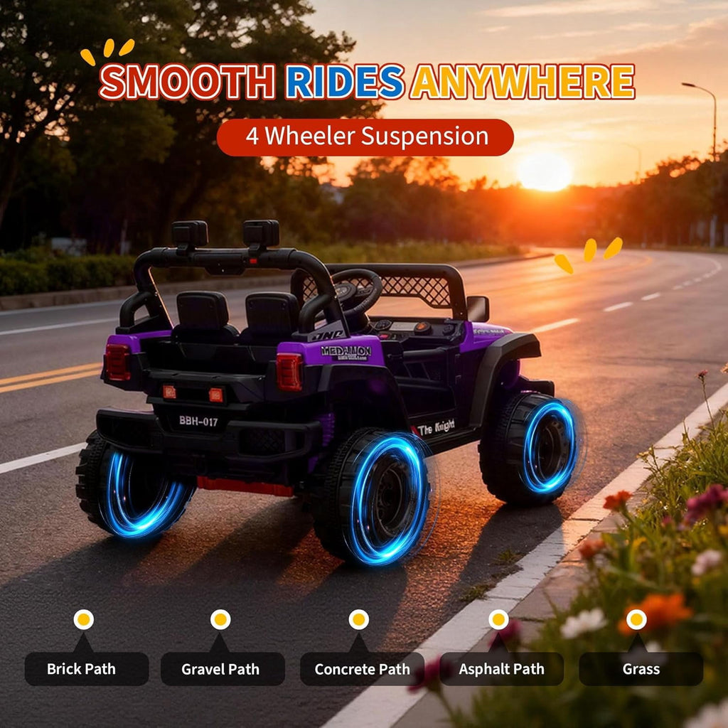 12V Electric Ride-On Truck, 4-Wheel Ride-On Car with Remote Control, 12V 7Ah Battery, Spring Suspension, LED Lights, Music, 66 Lbs