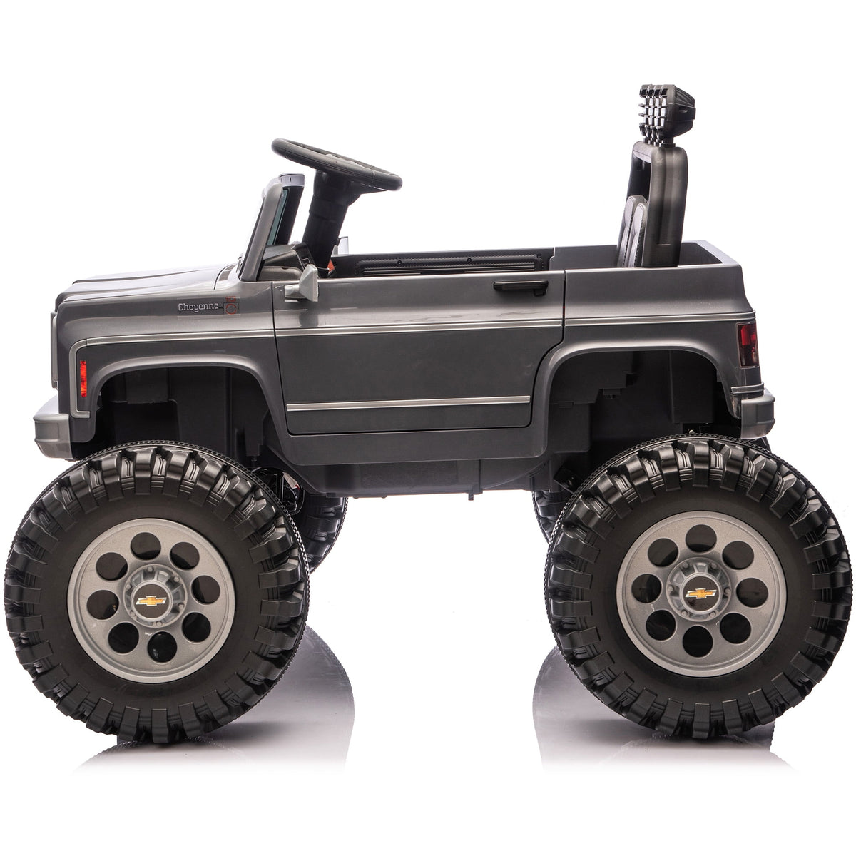 Sunnyfree 4WD Chevrolet Cheyenne 24 Volt Ride on Toys, 2 Seater Power Truck Wheels with Remote, Bluetooth, USB, LED Lights, Blue