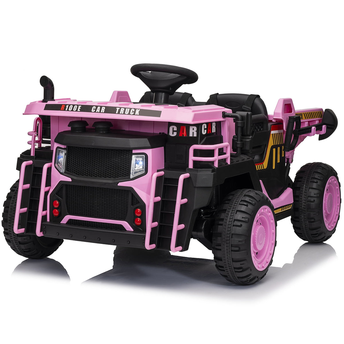 Funride 24V Ride on Toys 2 Seater Ride on Dump Truck w/ Remote Control w/ Dump Bed, 3 Speeds, Shovel, Bluetooth/Music, Big Kids, Yellow