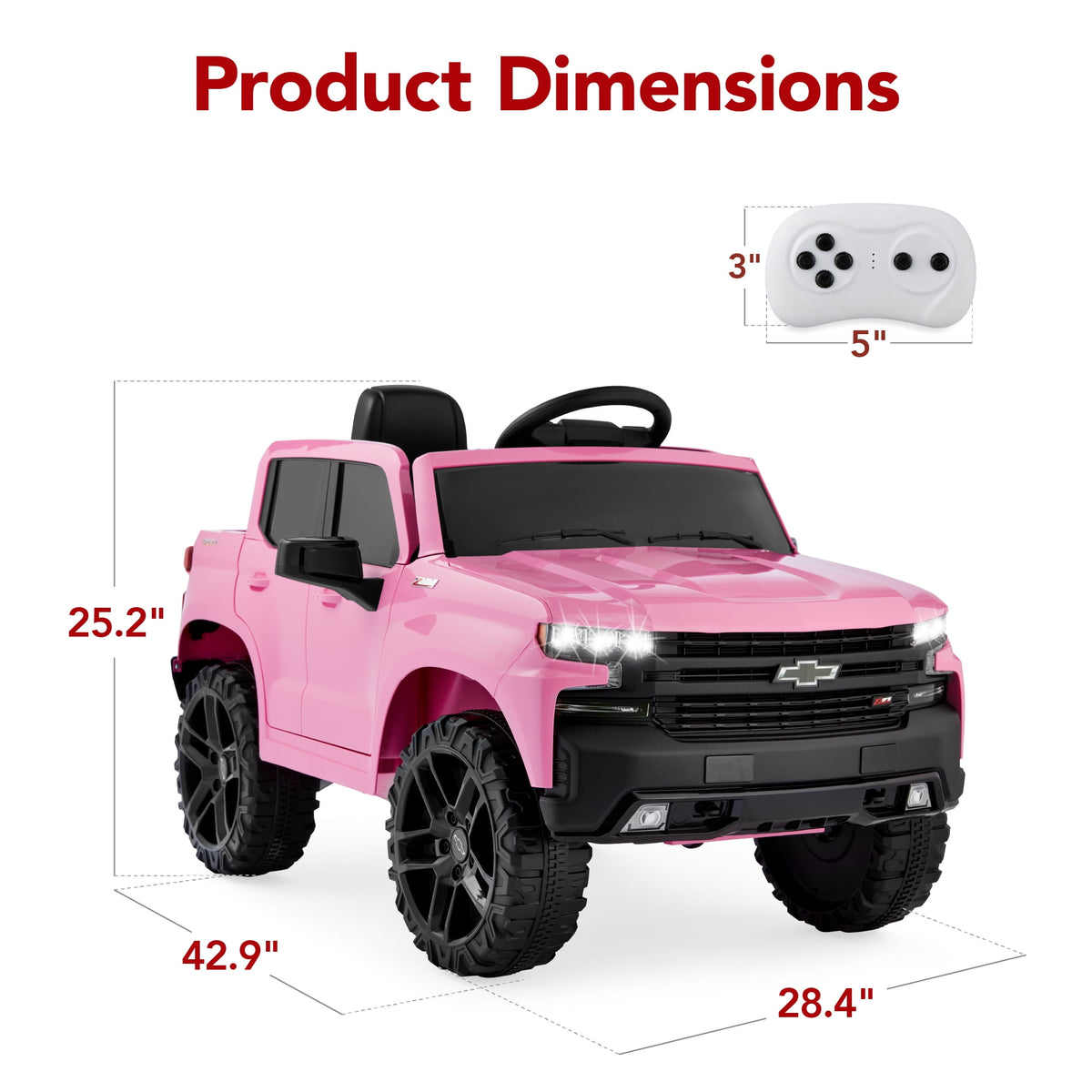 Best Choice Products 12V 2.5 MPH Licensed Chevrolet Silverado Ride On Truck Car Toy w/ Parent Remote Control - Pink