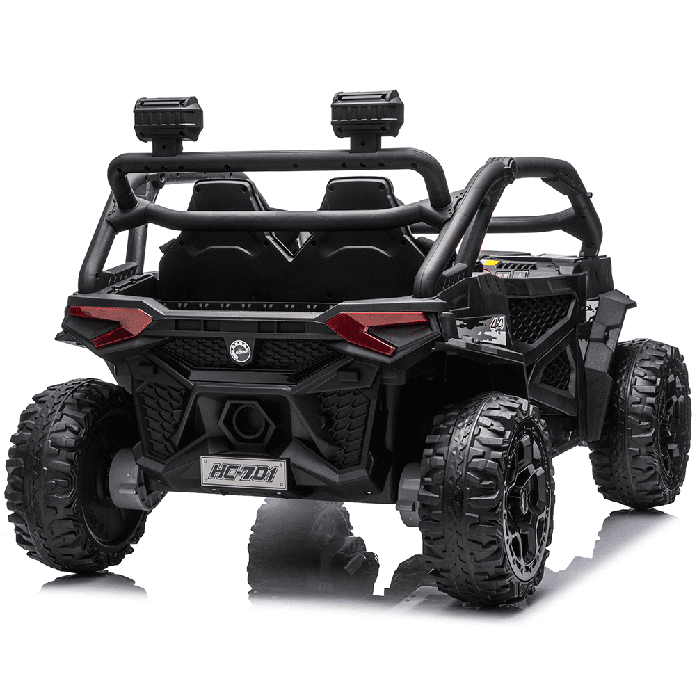 Zukpow 24V Ride Ons for Kids, 2 Seater Electric Car with Remote Control, 4x200W Motors, Power Car Wheels Ride on Toys UTV with Bluetooth Music, USB, Slow Start, LED Lights, Rear Storage Box, Black