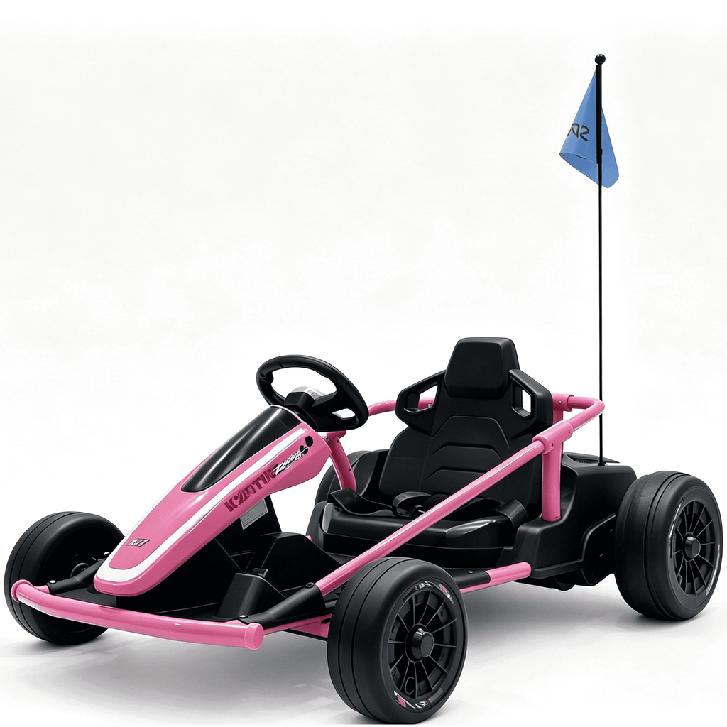 Sunnyfree 24 Volt Ride on Toys for Kids, 14Ah Electric Go Kart with Remote Control, 5–10 MPH, Drift Function, 2×200W Motors, Bluetooth Music, LED Lights, Seat Belt, Blue