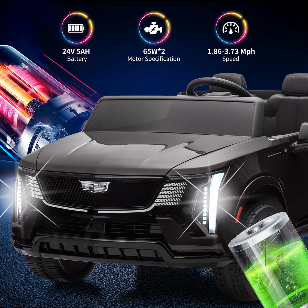 2 Seater Ride on Car for Kids 24V Licensed Cadillac Electric Car Toy Toddlers Battery Powered Ride on Truck with 2.4G Remote Control, Full-Wheel Suspension, Music, LED Lights, Blue