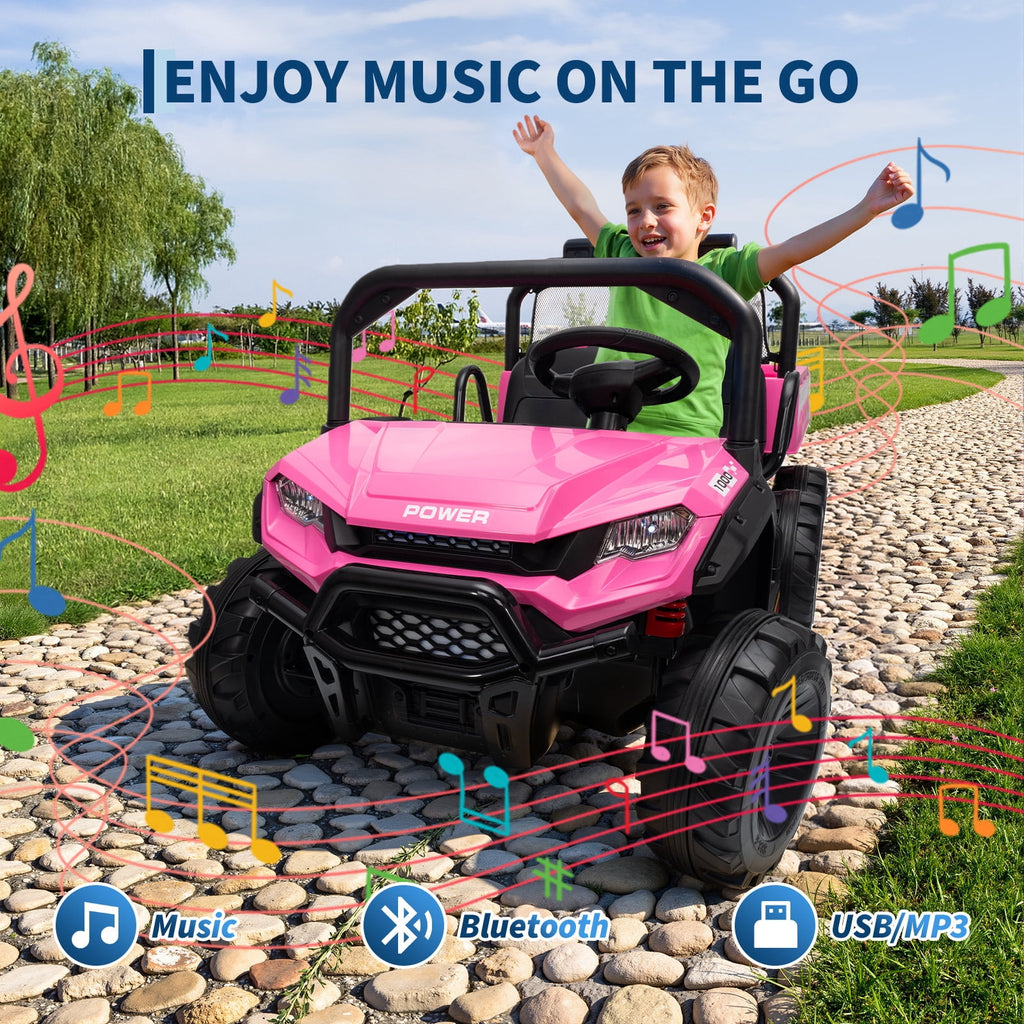 24V 4WD 2-Seater Kids Electric Ride-On Dump Truck – Remote Control, Working Dump Bed, 3 Speed Modes, Music Player, All-Terrain Off-Road Vehicle Toy for Boys & Girls Ages 3-8, Green