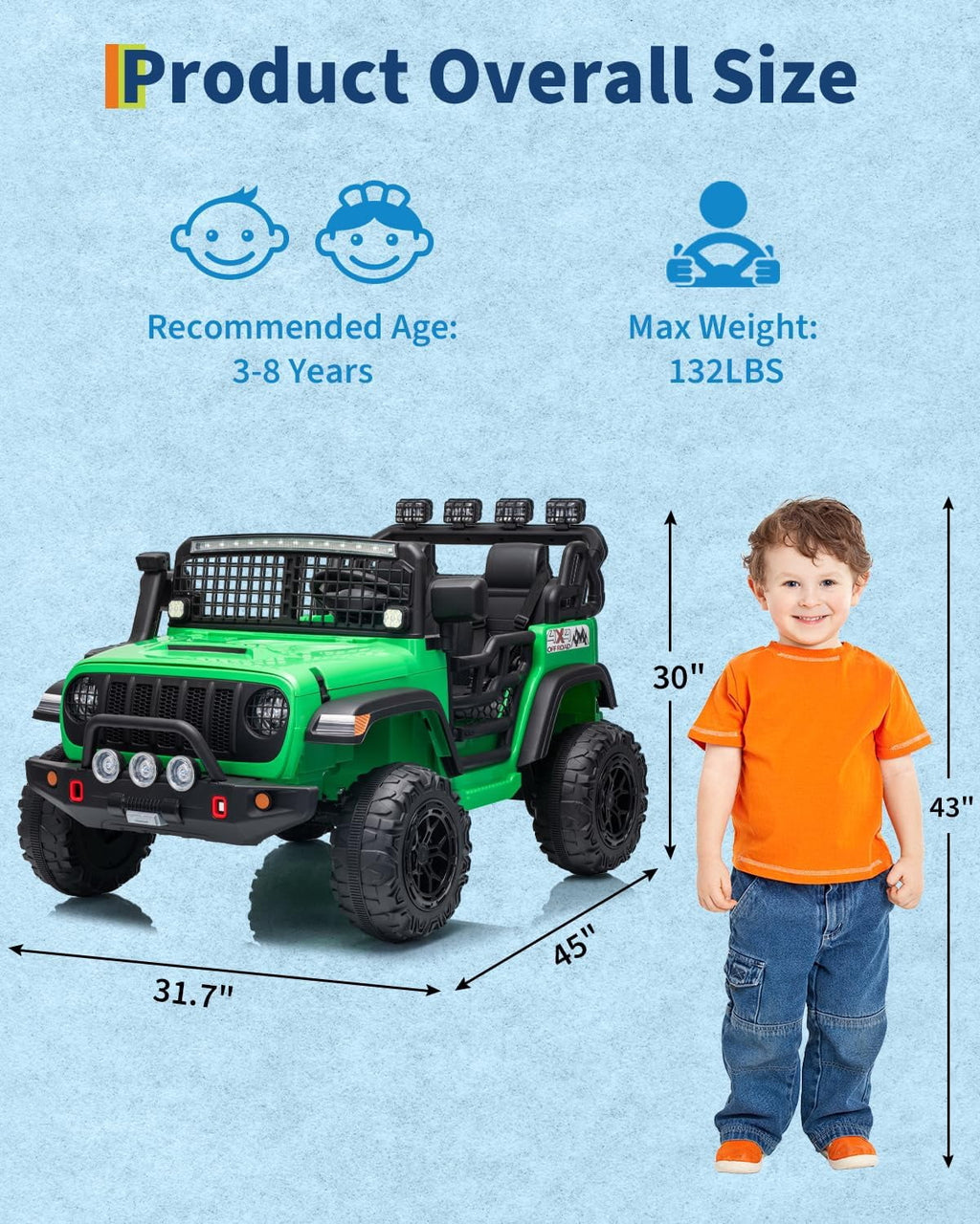 24V 2-Seater Electric Ride-On Car, 2x200W Motors, Parent Remote Control, 4-Wheel Shock Absorbers, 1.8-4 MPH, Bluetooth, LED Lights, 132 Lbs