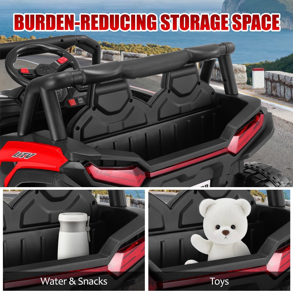 VIBESPARK 24 Volt Ride on Toys, 400W Electric Car for Kids, 2-Seater Ride on Cars w/ Battery Display, Spring Suspension, Bluetooth, LED Lights, Storage Box, Light Switch, Pink